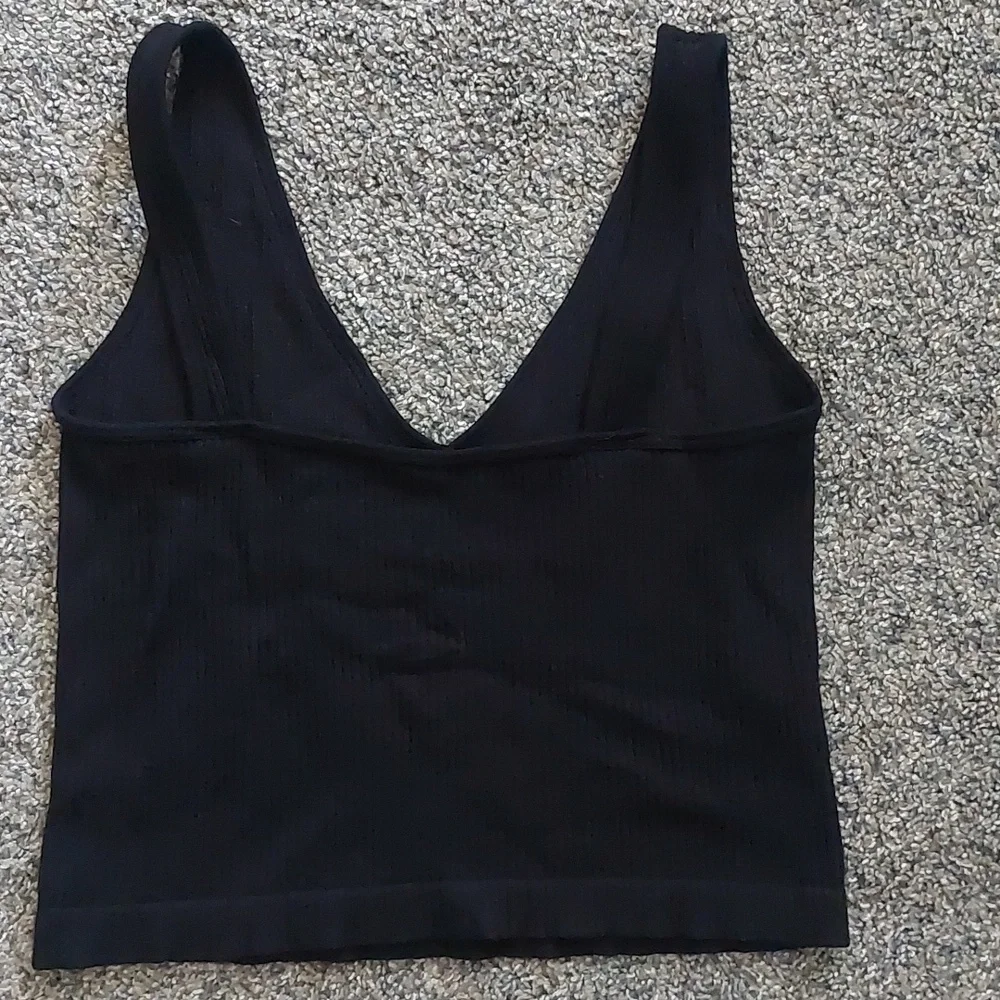 Free People Intimately Free Solid Ribbed Brami Crop Tank Black M/L